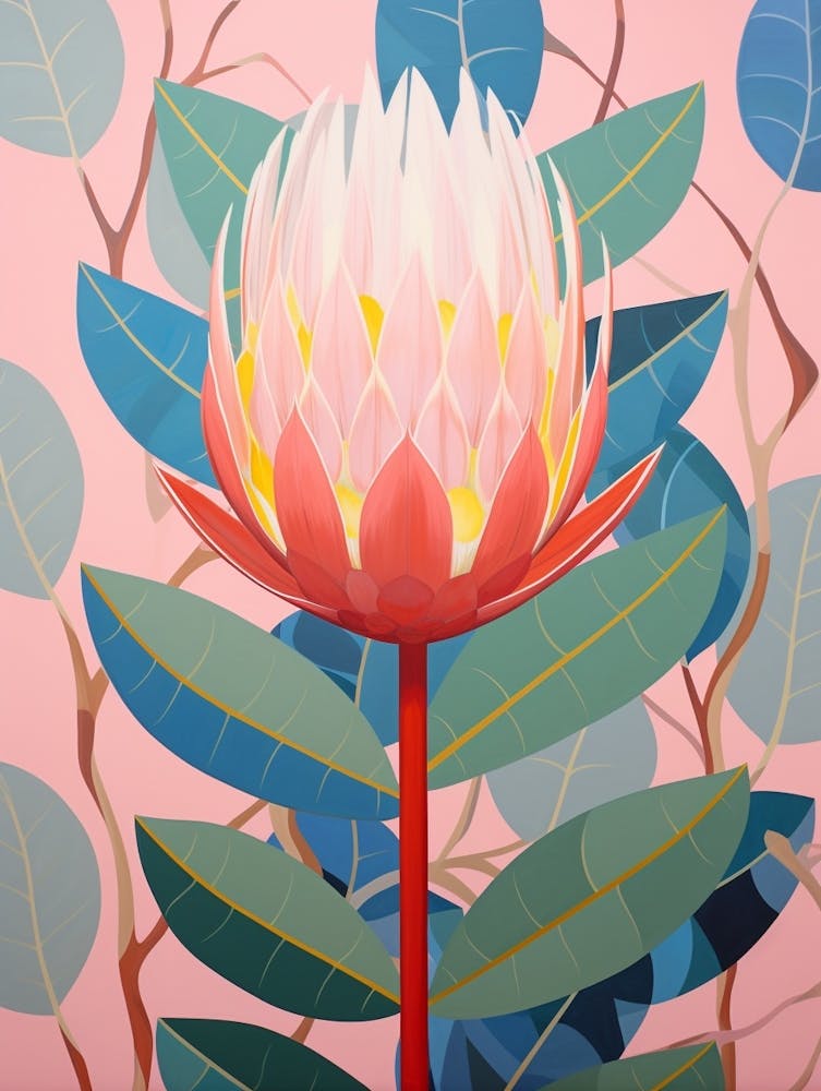 Protea 2 Hilma Af Klint Inspired Pastel Flower Painting