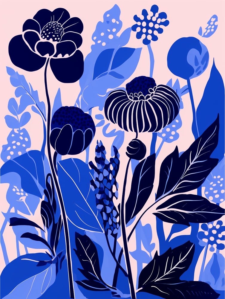 Blue Flower Illustration Coneflower 1