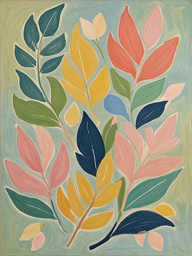 Whimsical Pastel Leaves no2
