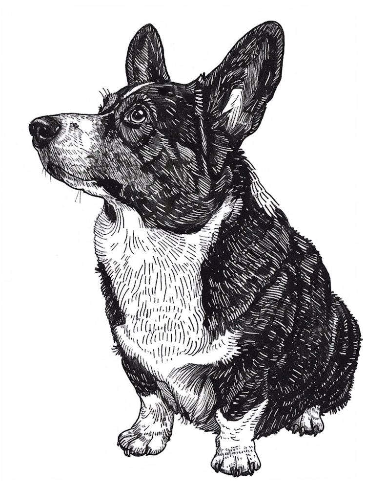 Cardigan Welsh Corgi Line Sketch 3