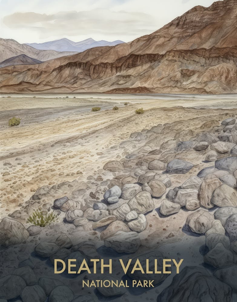Death Valley National Park Watercolour Vintage Travel Poster 4