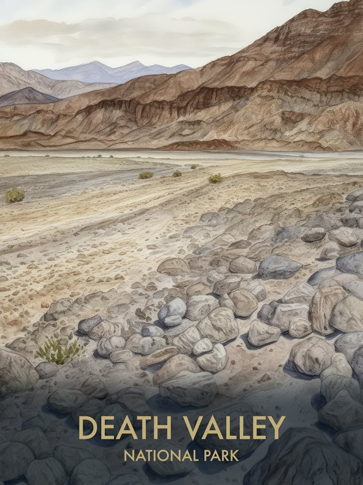 Death Valley National Park Watercolour Vintage Travel Poster 4