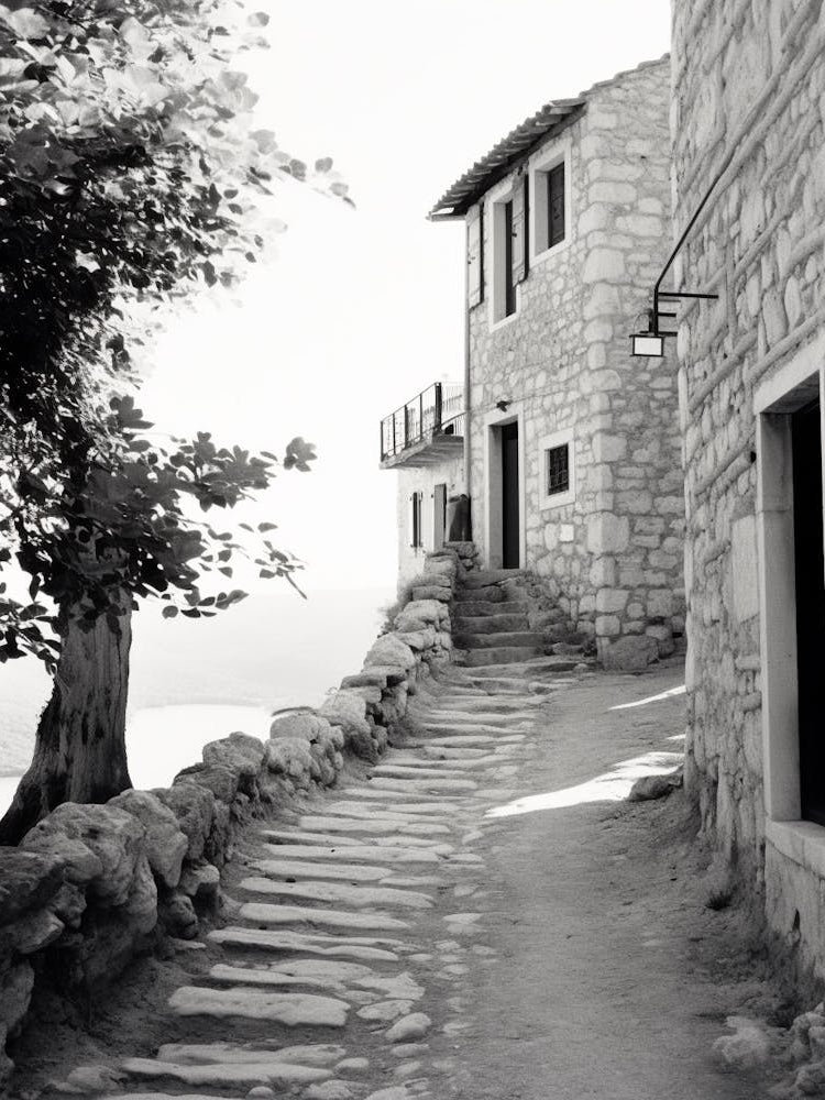 Hvar, Croatia, Black And White Old Photo 4
