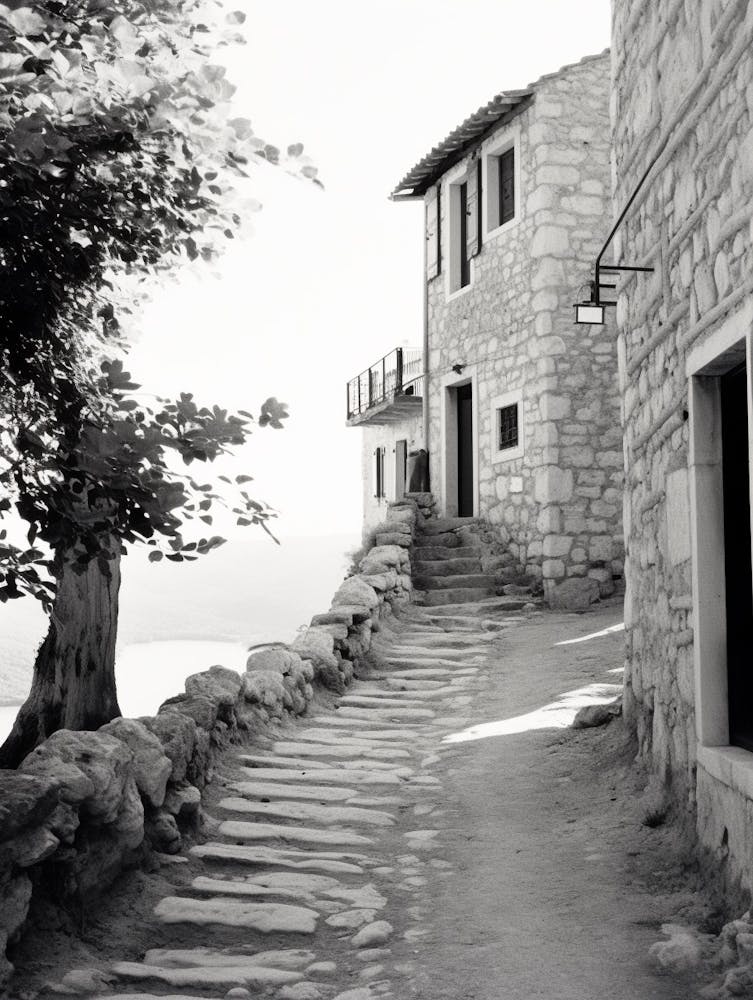 Hvar, Croatia, Black And White Old Photo 4