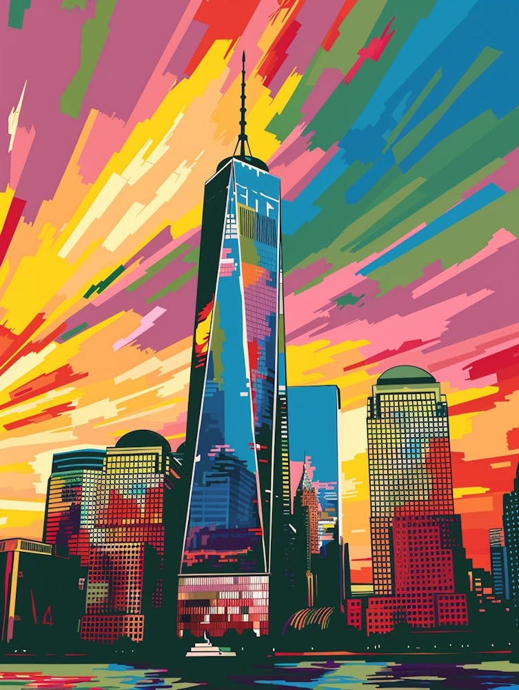 One World Trade Center New York Colourful Silkscreen Illustration 1