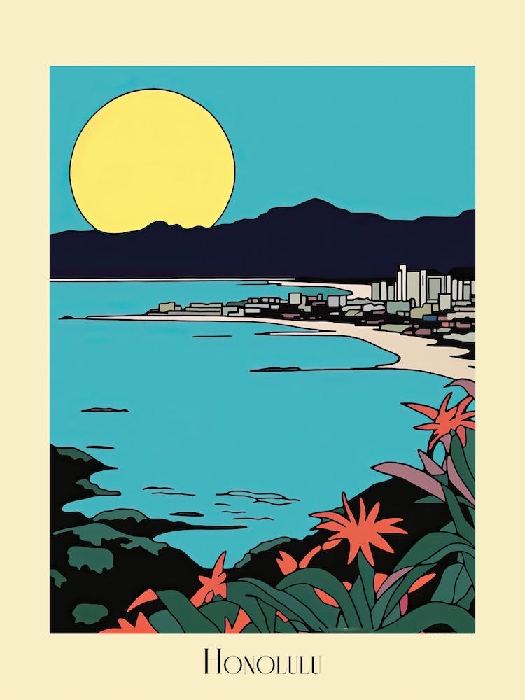 Poster Of Minimal Design Style Of Honolulu Hawaii, Usa 4