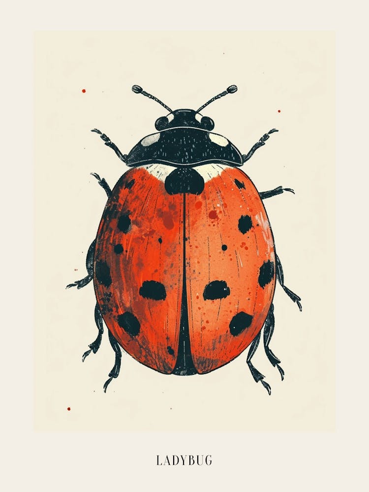 Colourful Insect Illustration Ladybug 21 Poster