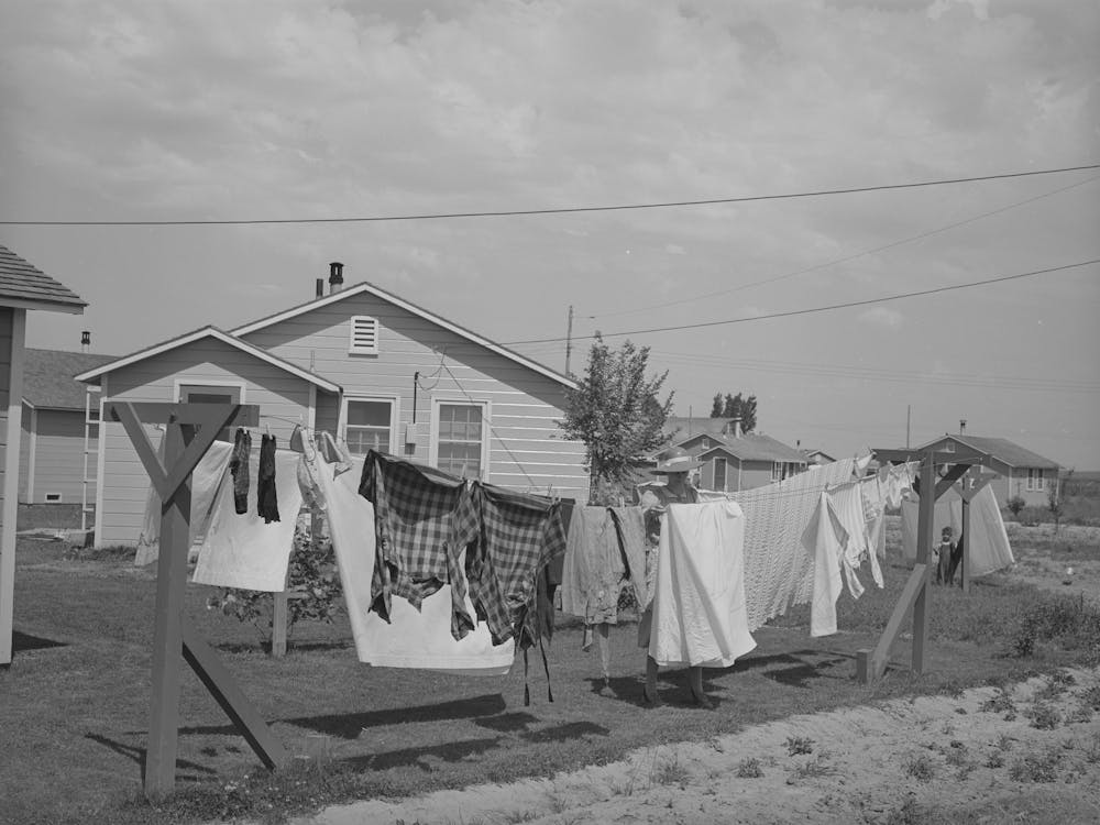 Laundry On Line Back Of Cottage Of Permanent Farm Worker At The Fsa (Farm Security Administration) Labor