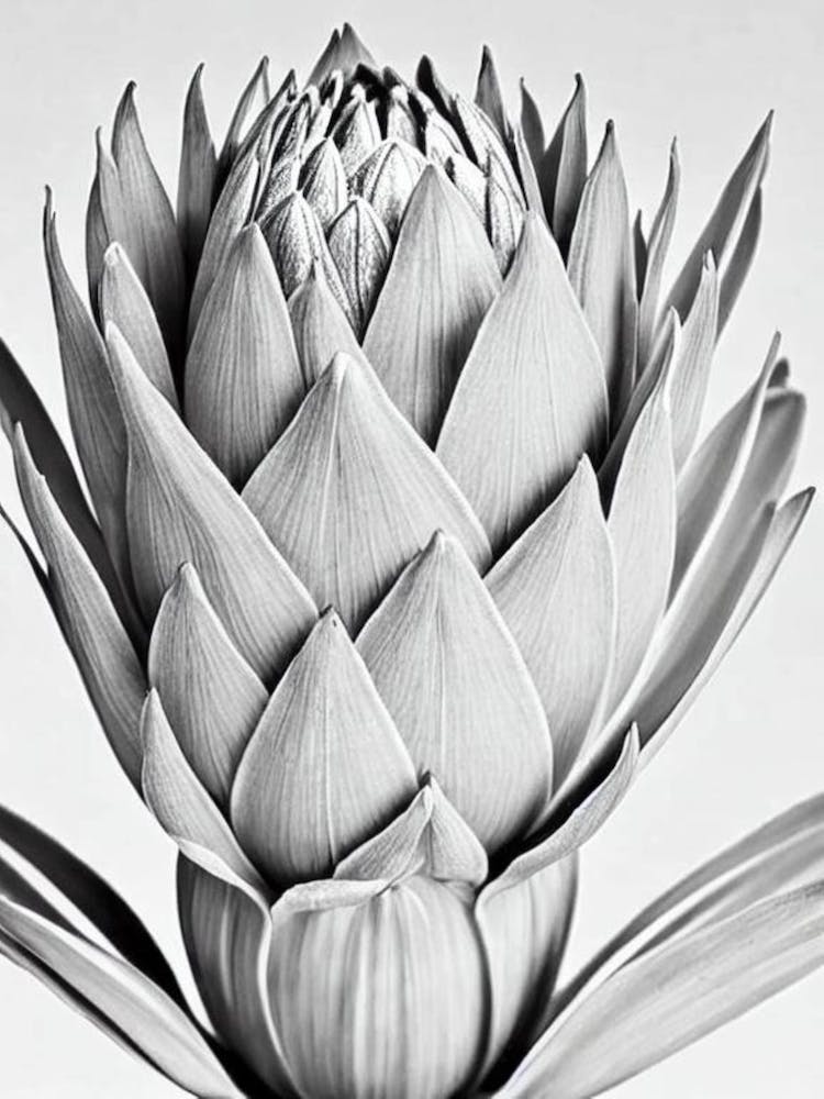 Proteas B&W Pencil 5 Flower