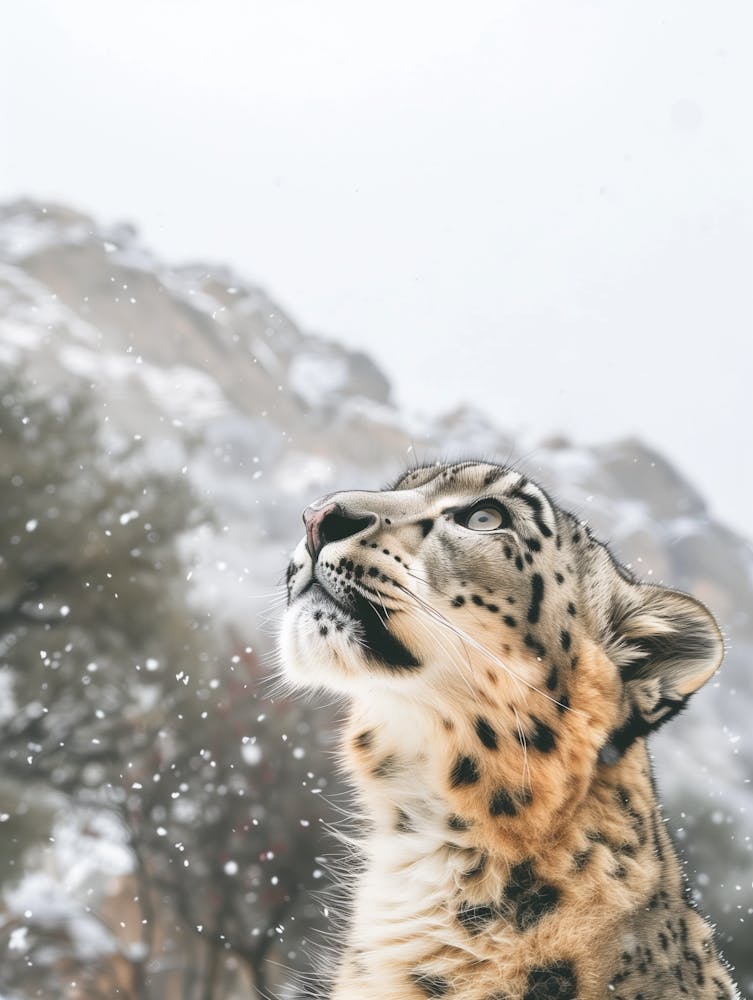 Snow Leopard In The Snow