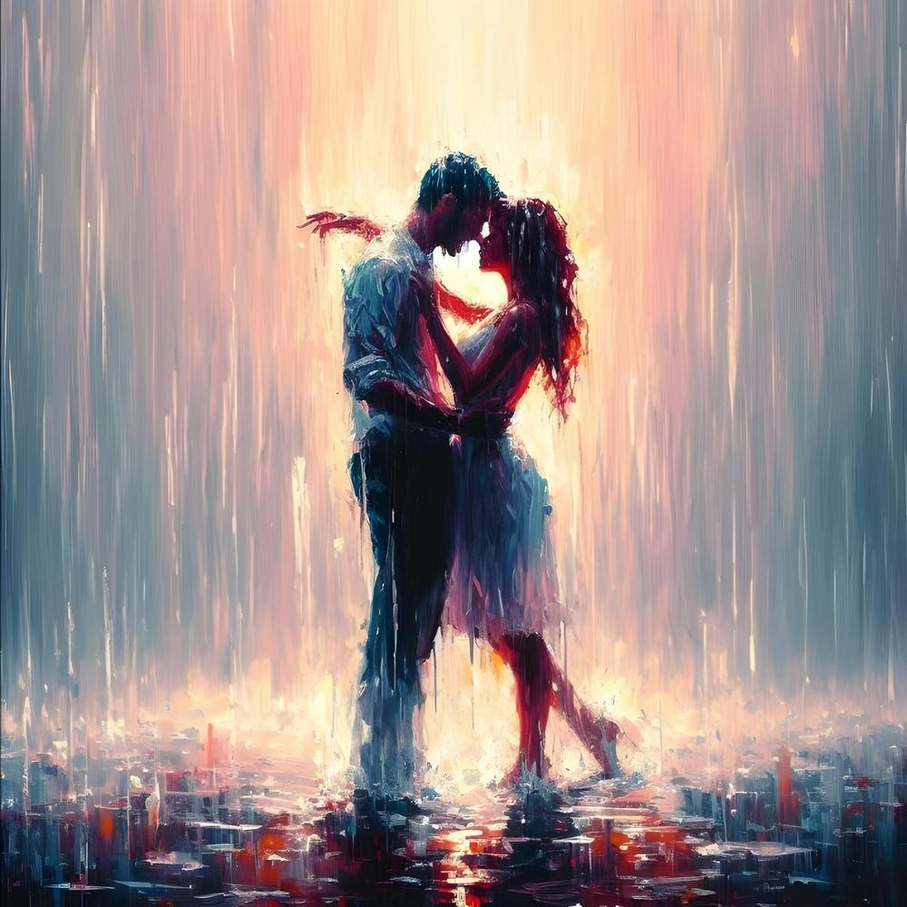 Couple Sous La Pluie