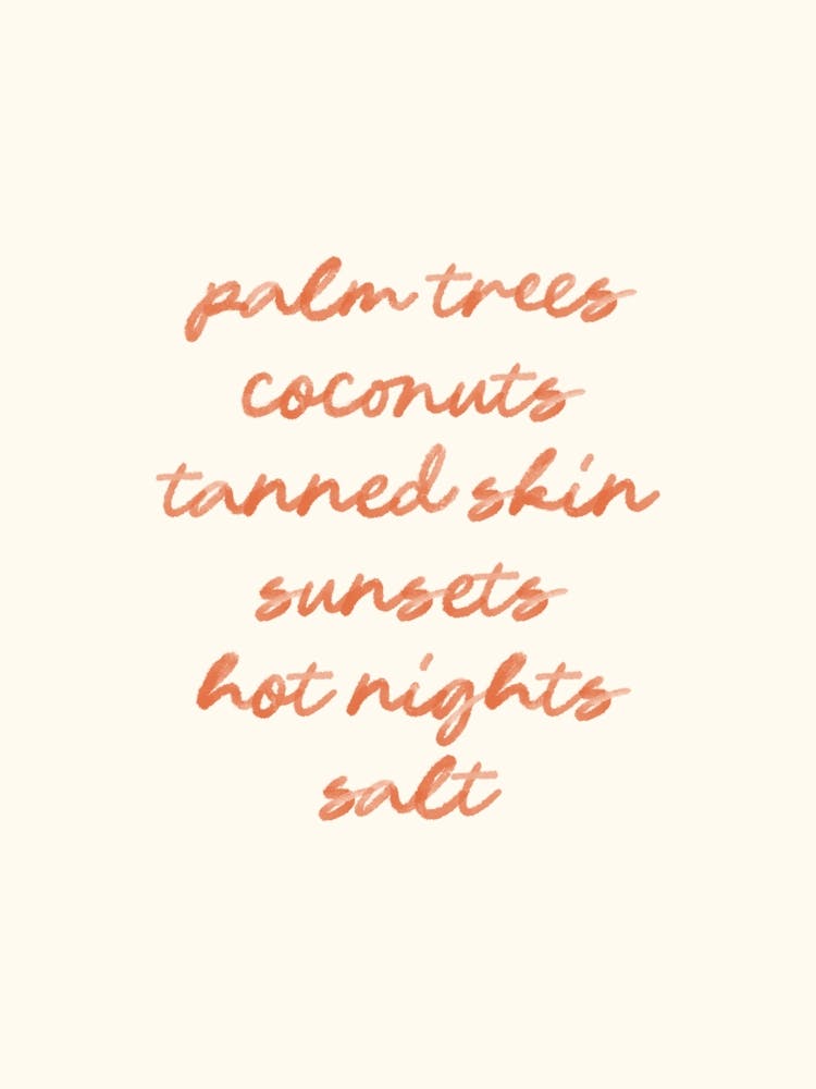 Palm Trees Beach Ocean Summer Lover Poster Wall Art Gift for Her Tropical Decor, Tanned Skin, Coconuts, Sunsets, Hot Nights