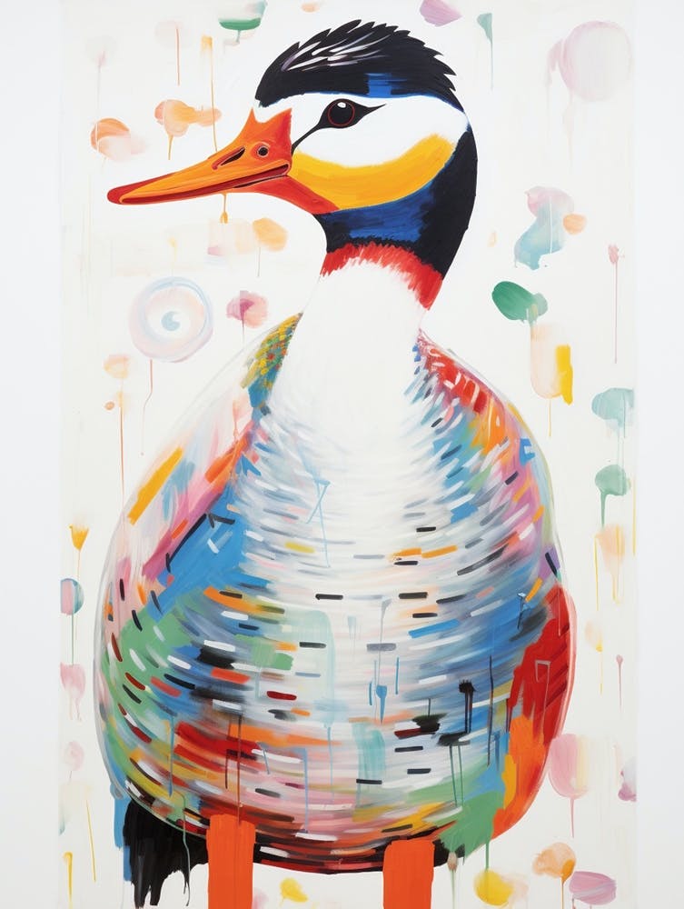 Grèbe 4 - Peinture d'oiseau colorée