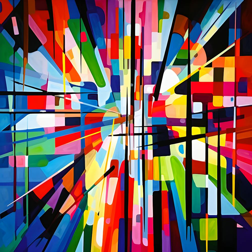 Colorful Abstract Geometric Wall Art Vibrant Modern Painting With Dynamic Lines & Shapes
