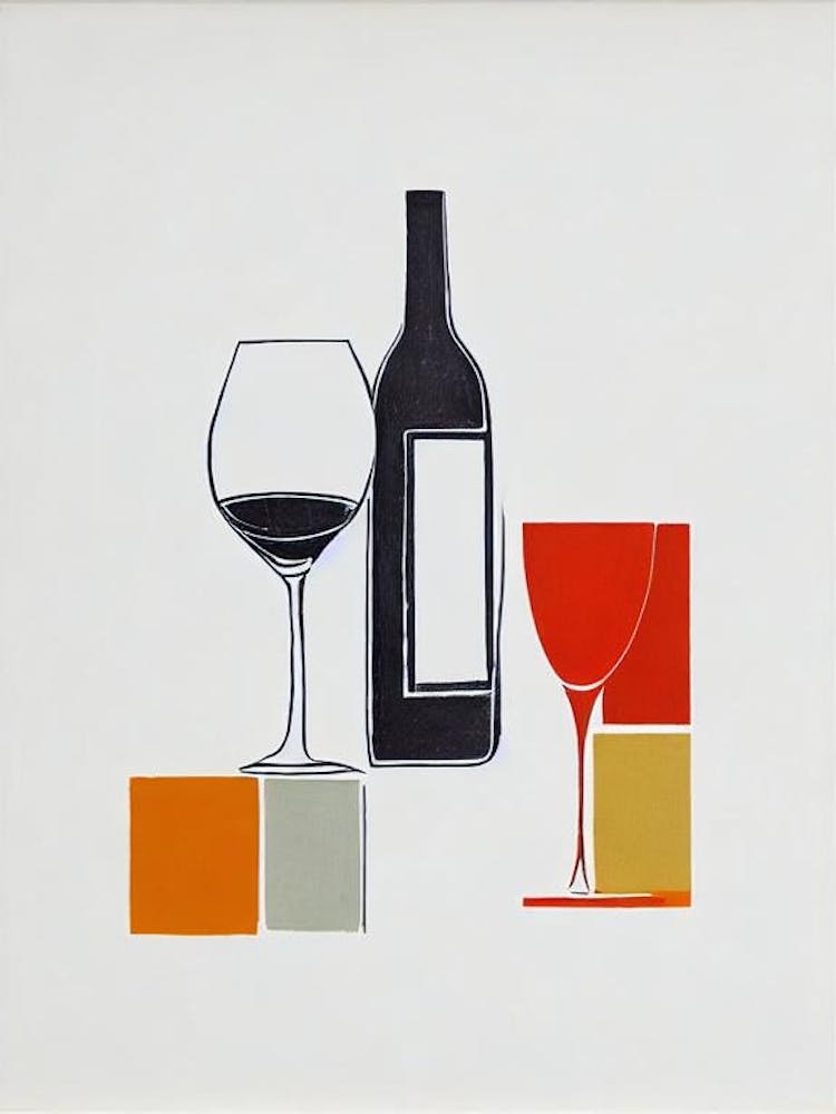 Chenin Blanc Picasso Line Drawing Cocktail Poster