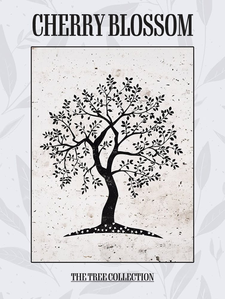 Cherry Blossom Tree Simple Geometric Nature Stencil 2 Poster