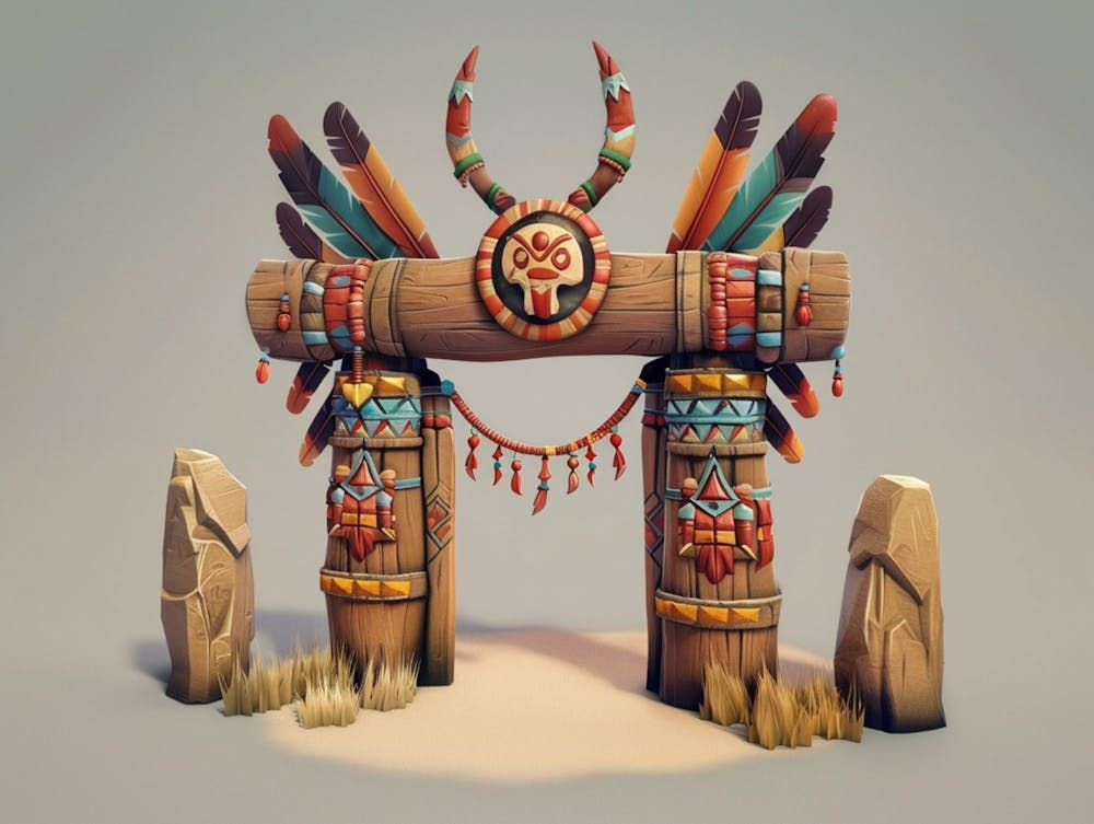 Game Prop, Logo, Indian Style, Simple 3d,