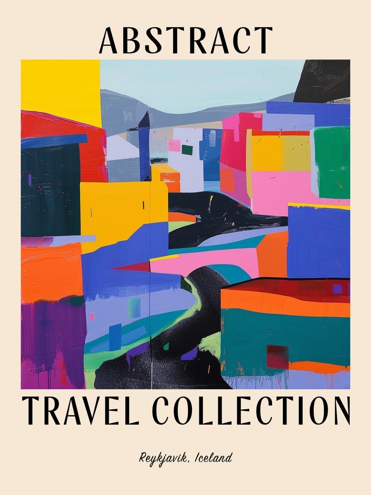 Abstract Travel Collection Poster Reykjavik Iceland 3