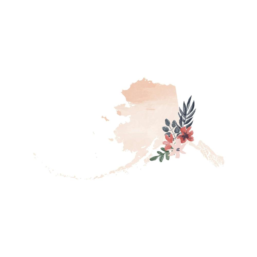 Alaska Watercolor Floral State