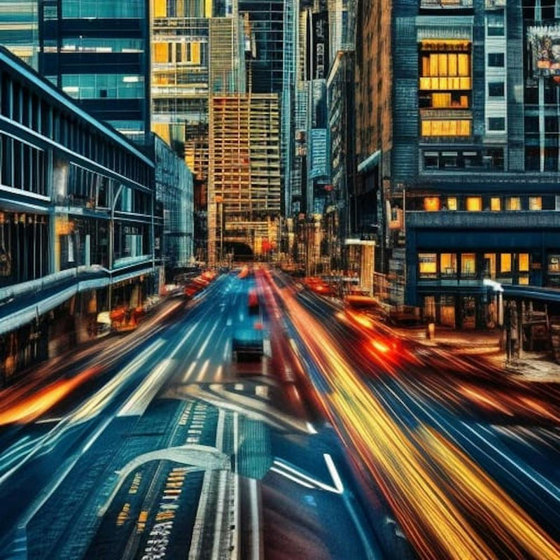 City in a space with traffic, AI art