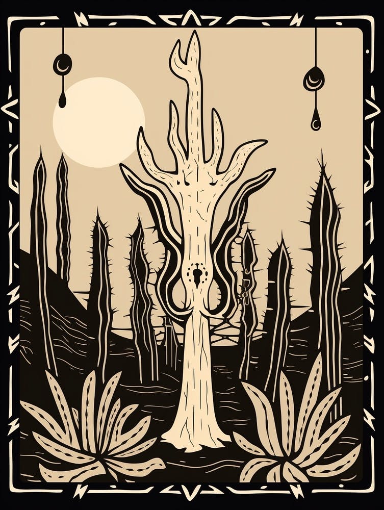Schwarz-Weiß Kaktus-Illustration Chamaecereus 4