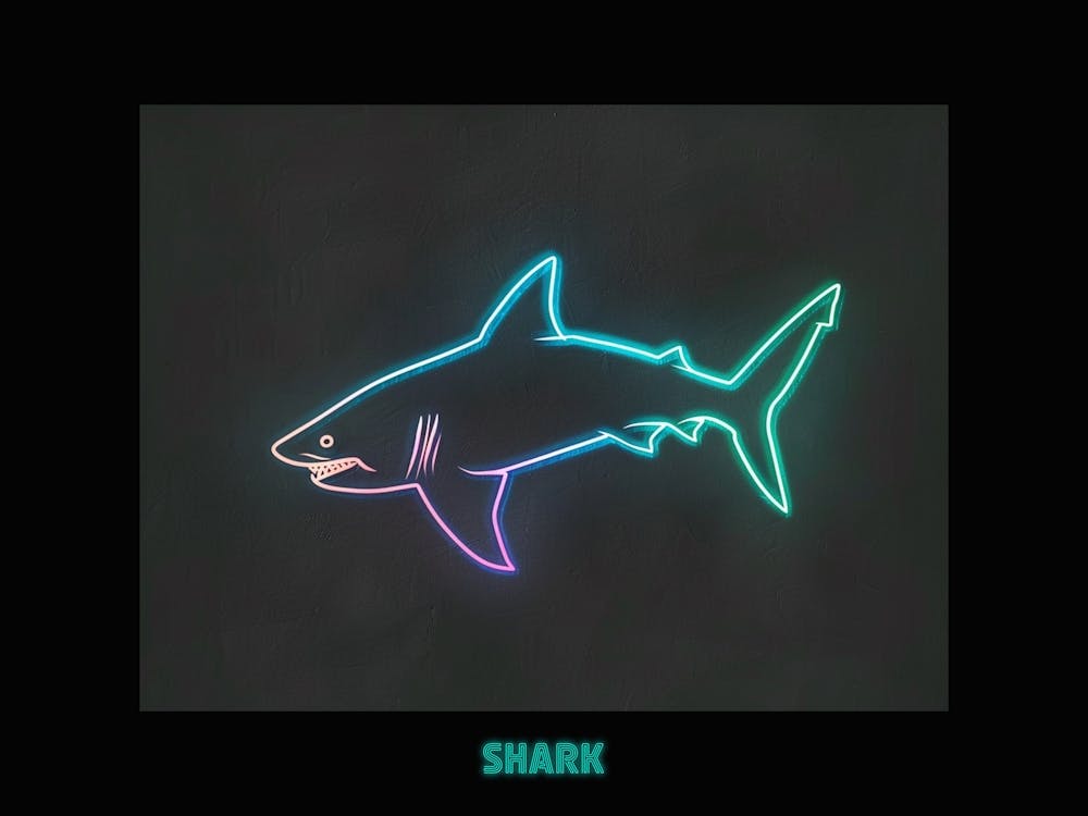 Neon Sign Inspired Shark 6 Poster