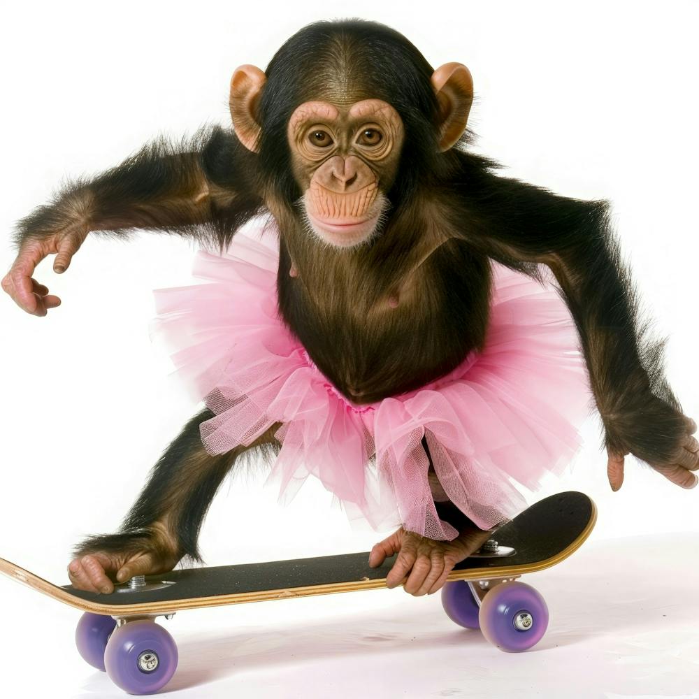 Chimpanzee On Skateboard 1