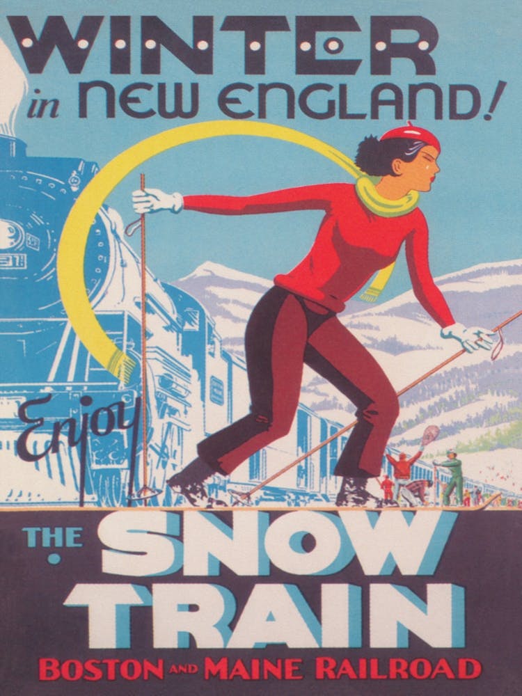 Snow Train New England Vintage Ski Poster