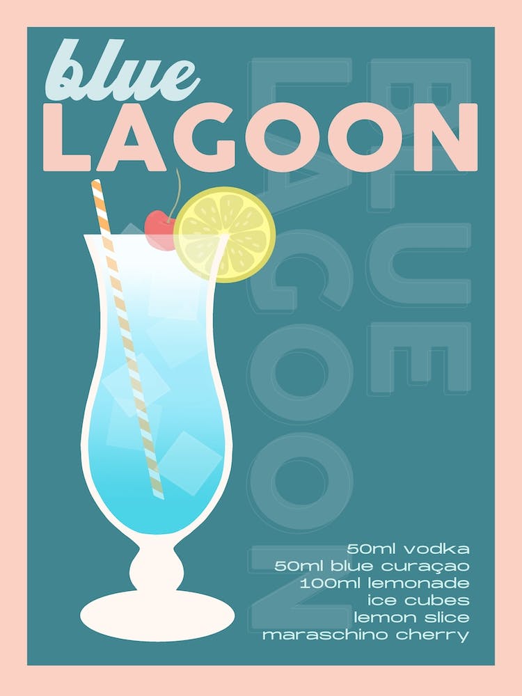 Teal Blue Lagoon Cocktail
