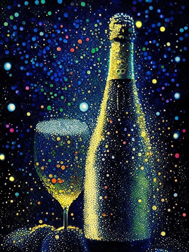 American Sparkling Wine Wine Pointillism Cocktail Poster