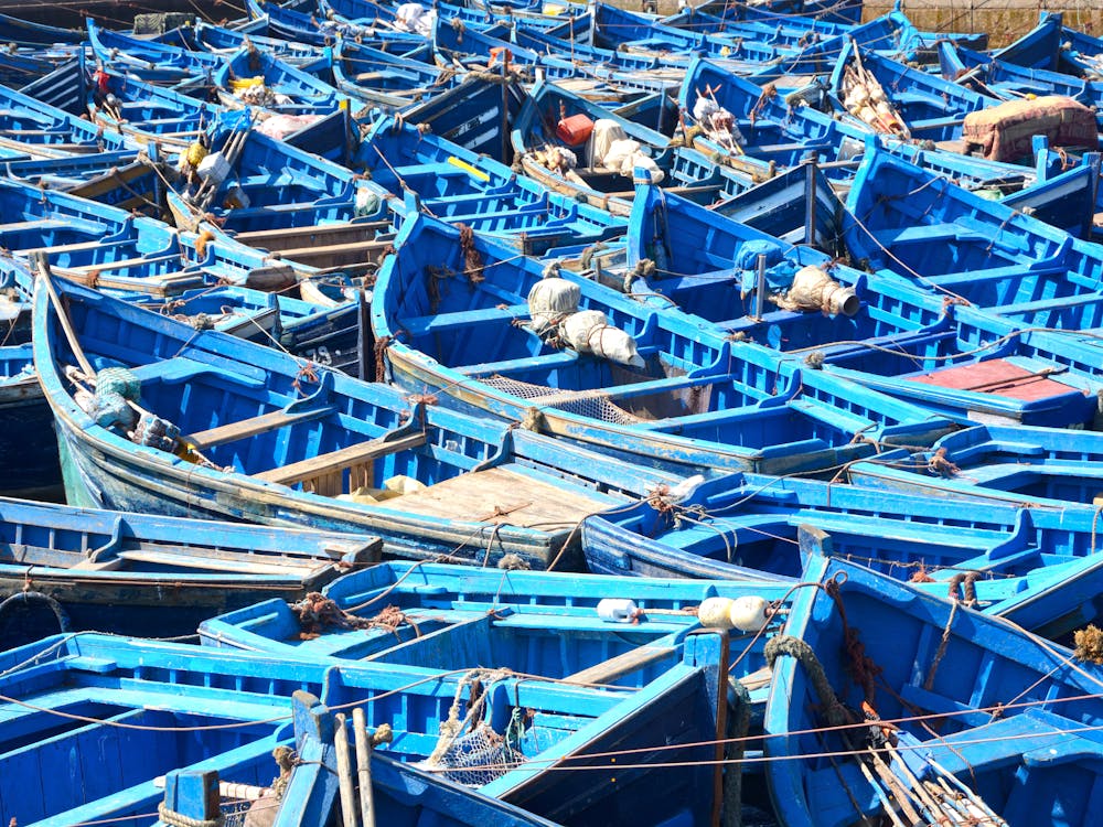 Blaue Fischerboote