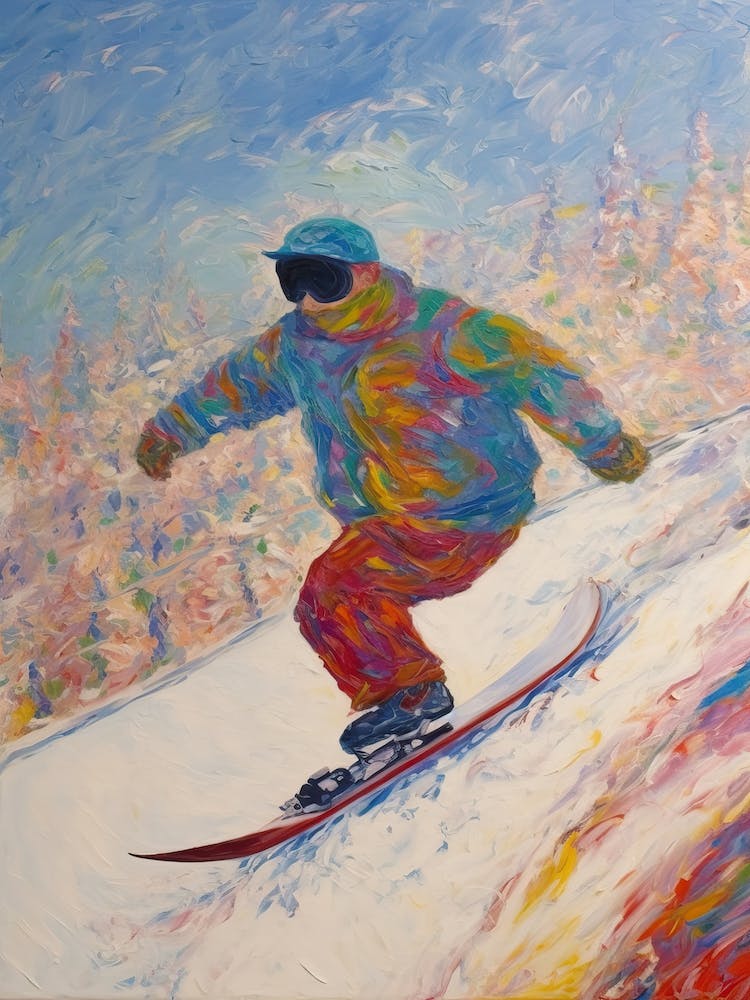 Snowboarding In The Style Of Monet 3