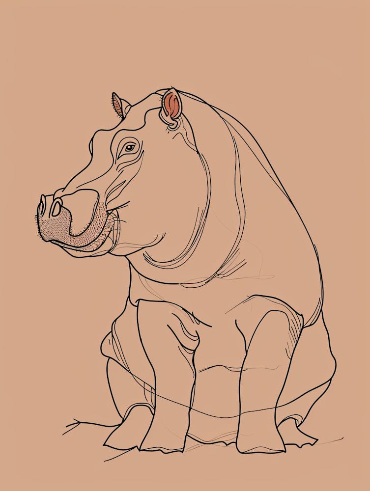 Hippo - Boho, Line Art