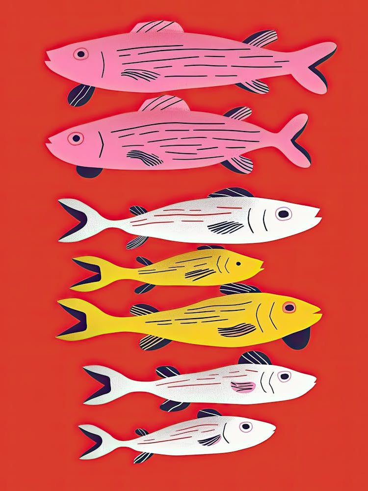 Crimson Currents Fish Poster