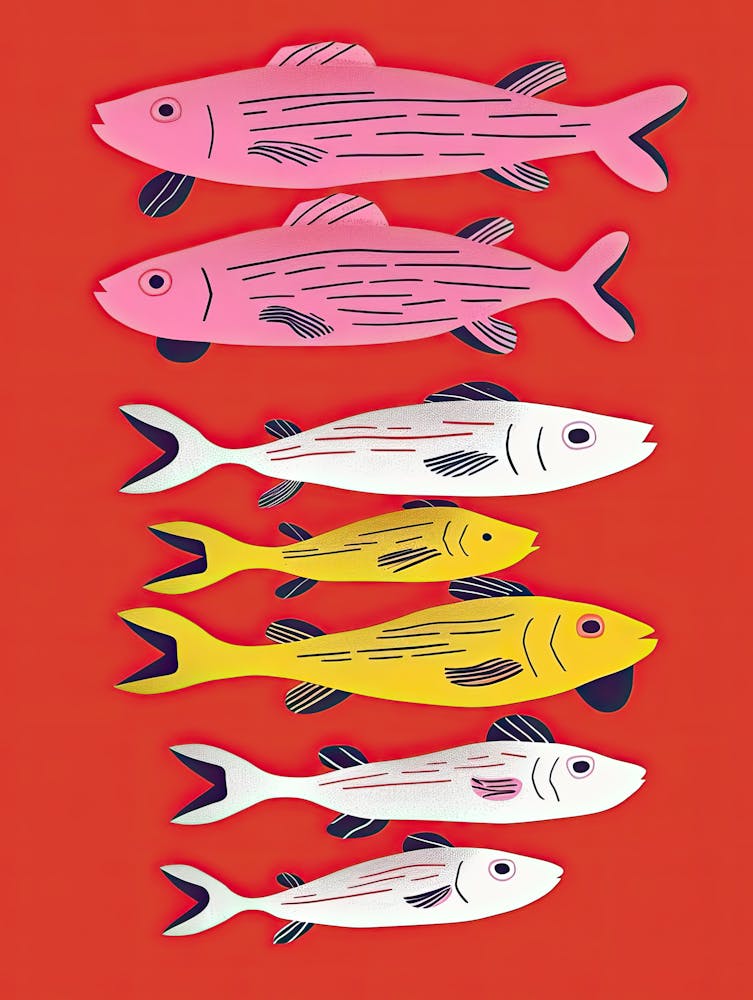 Crimson Currents Fish Poster