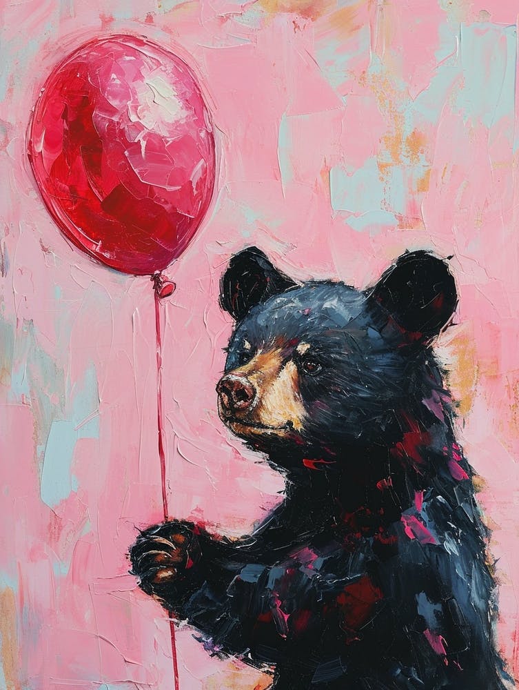 Cute Black Bear 1 With Balloon