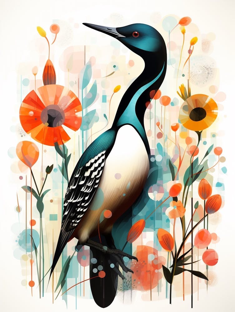 Bird Painting Collage Common Loon 1