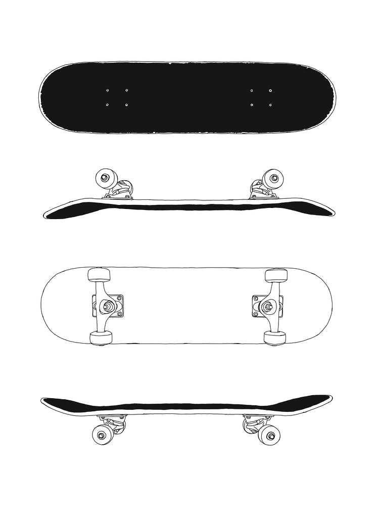 Skateboard Line Drawing