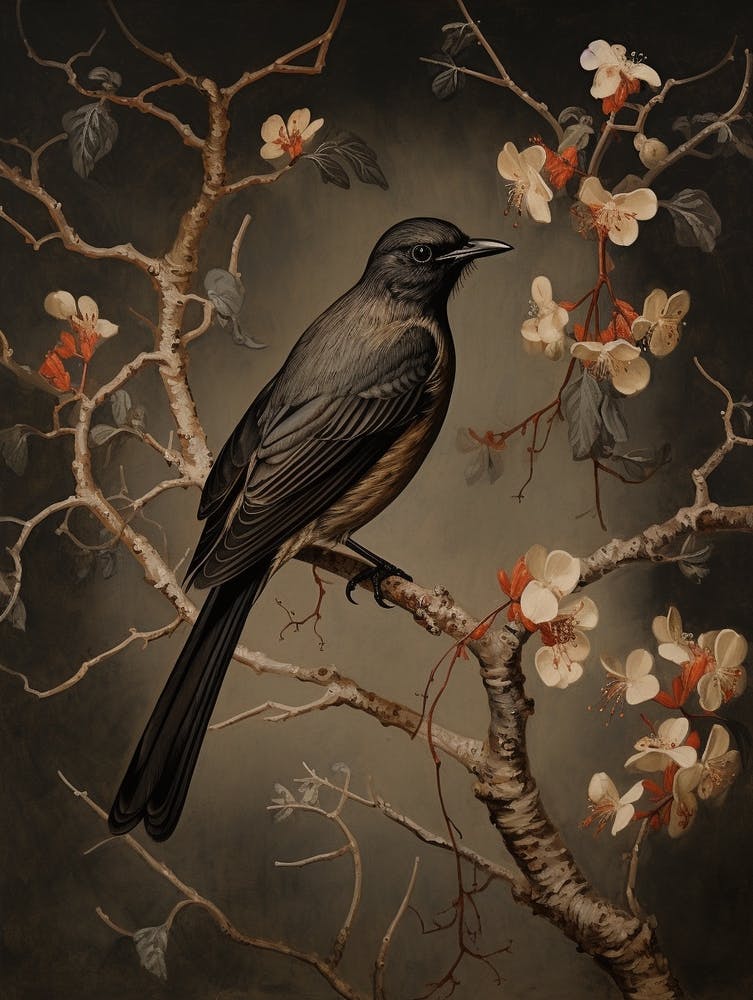 Dark And Moody Botanical Robin 6