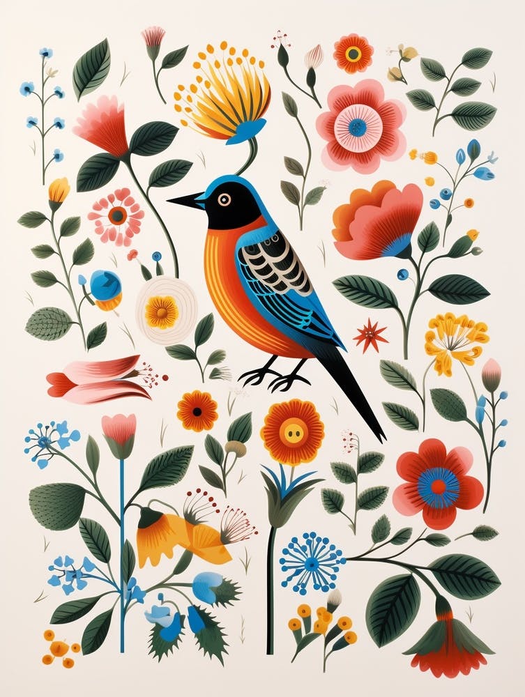 Scandinavian Bird Illustration Robin 3