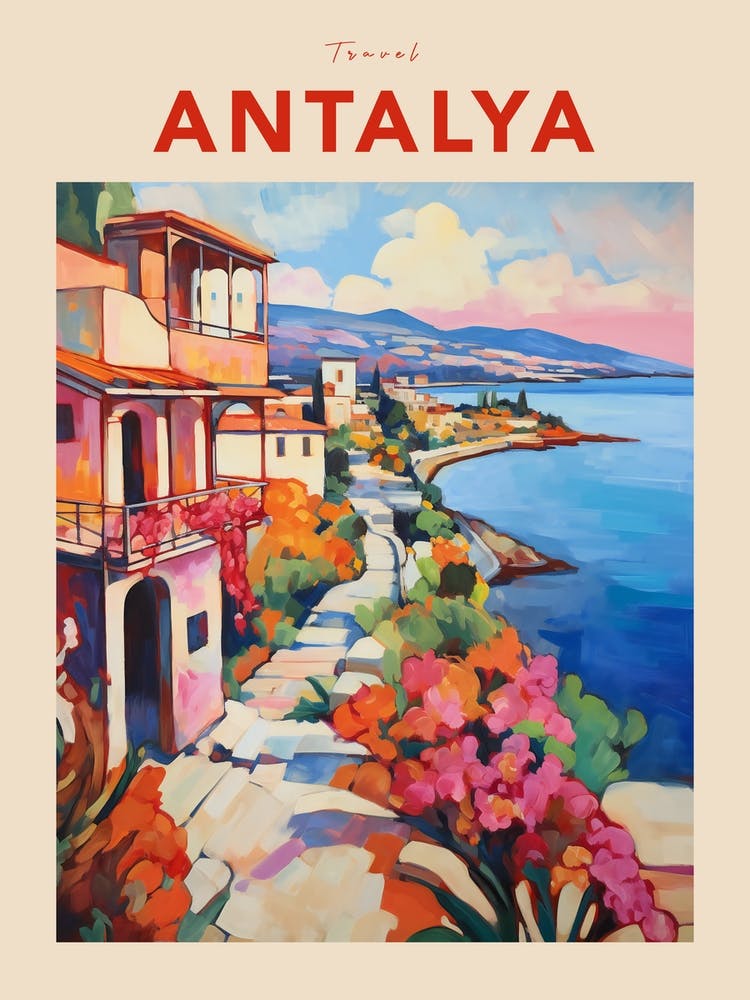 Antalya Turkey 2 Fauvist Travel Poster