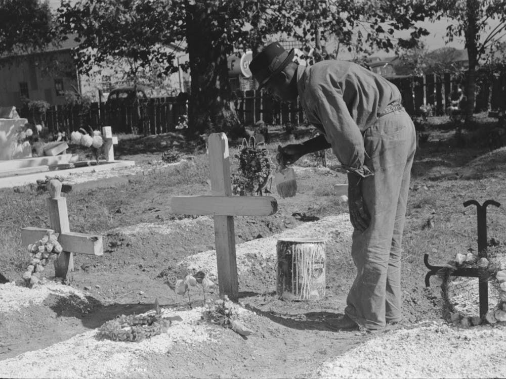 Untitled Photo, Possibly Related To Painting Grave Marker In Cemetery, All Saints Day In New Roads, Louisiana By
