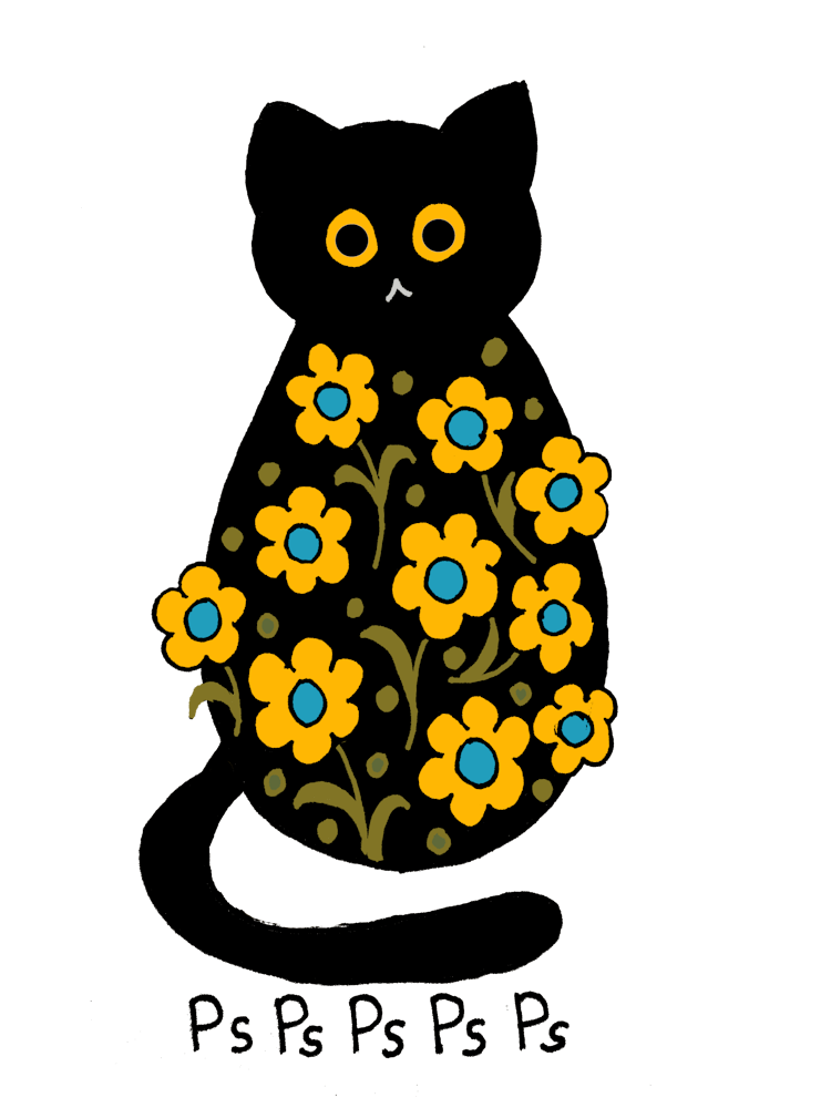 Adorable Black Cat With Attractive Yellow Flowers Psps