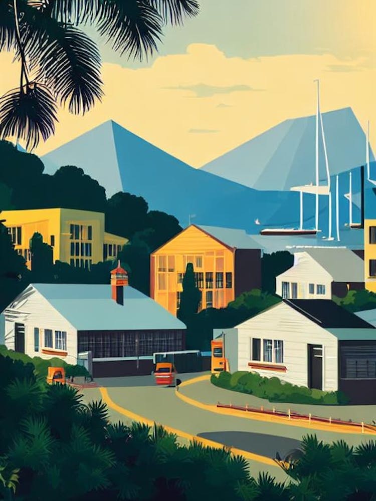 Port Of Brisbane Australia Vintage Poster harbour