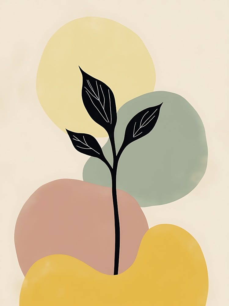 Subdued Floral Stems in Earthy Palette