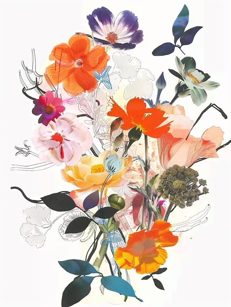 Marigold 1 Collage Flower Bouquet