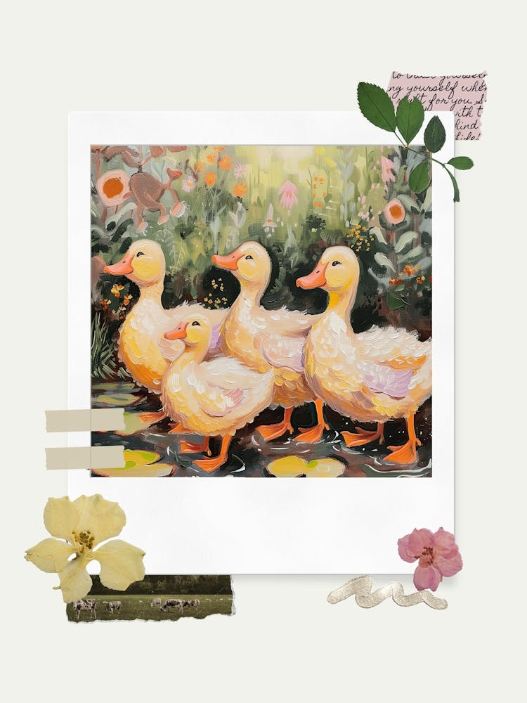 Scrapbook Ducks Fairycore Painting 3