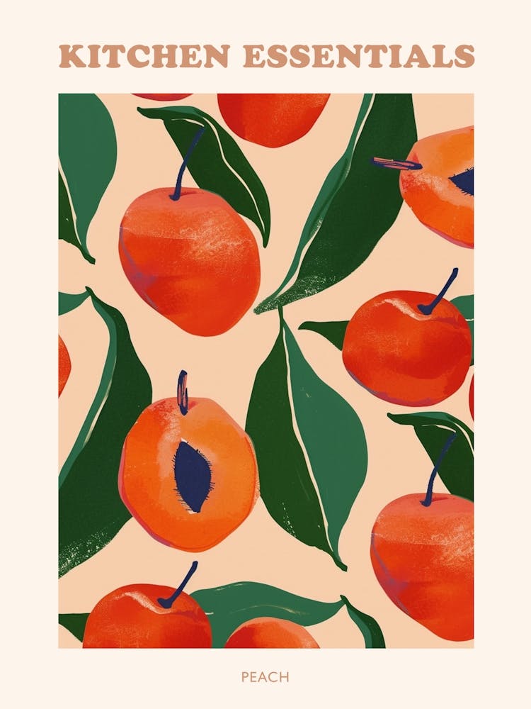 Peach Fruit Pattern Poster