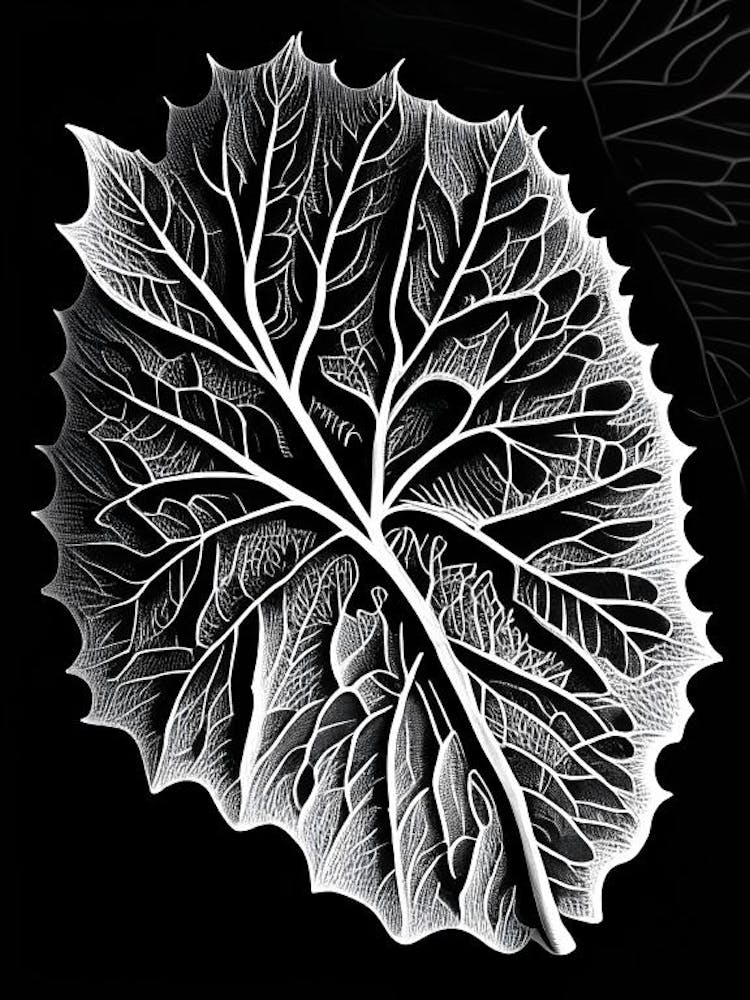 Mulberry Leaf Linocut 4