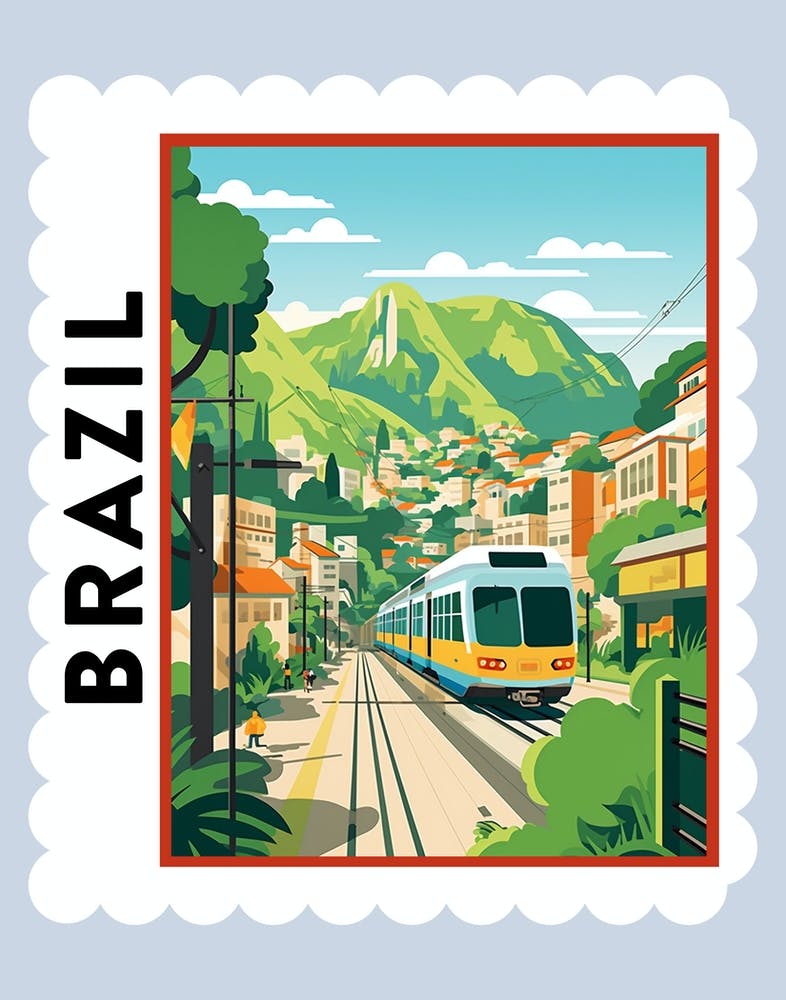 Brazil 2 Travel Stamp Poster